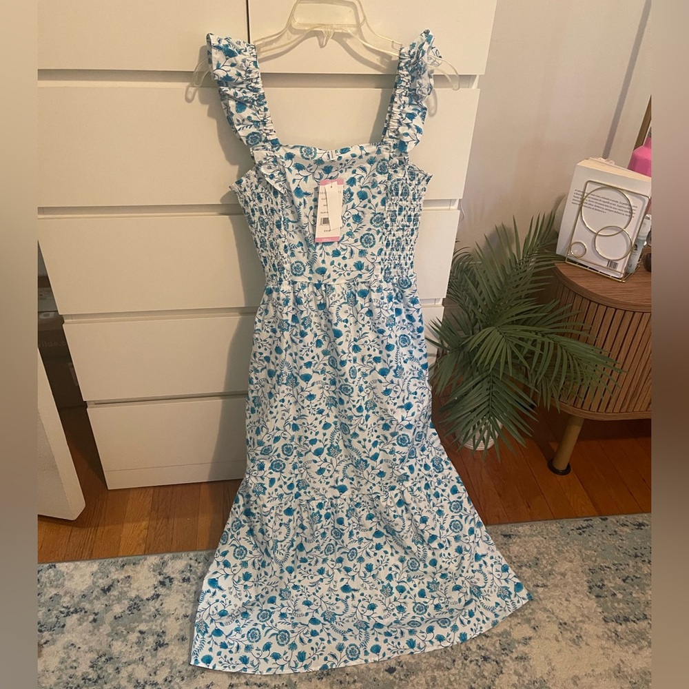 Draper James Women's Flutter Strap Smocked Midi Dress